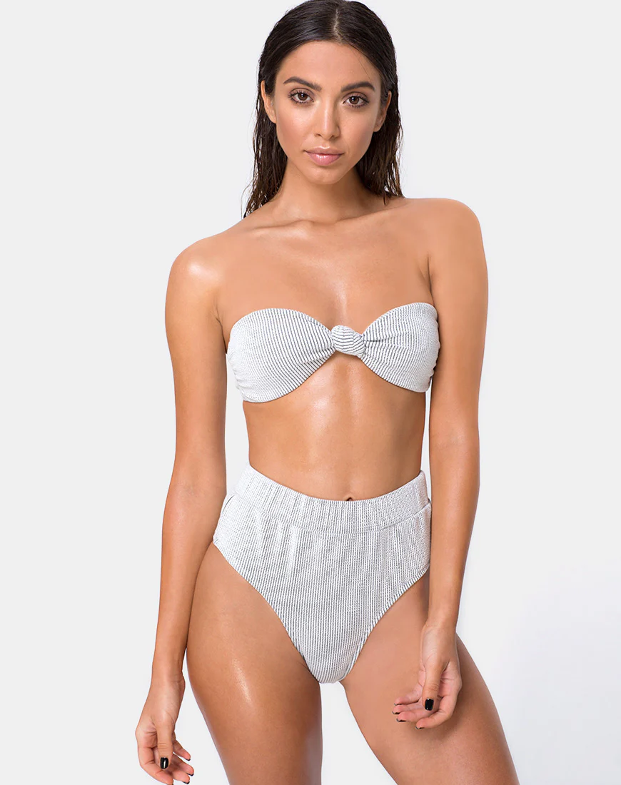 Nima Bikini Top in Crinkle Rib White - Image 2