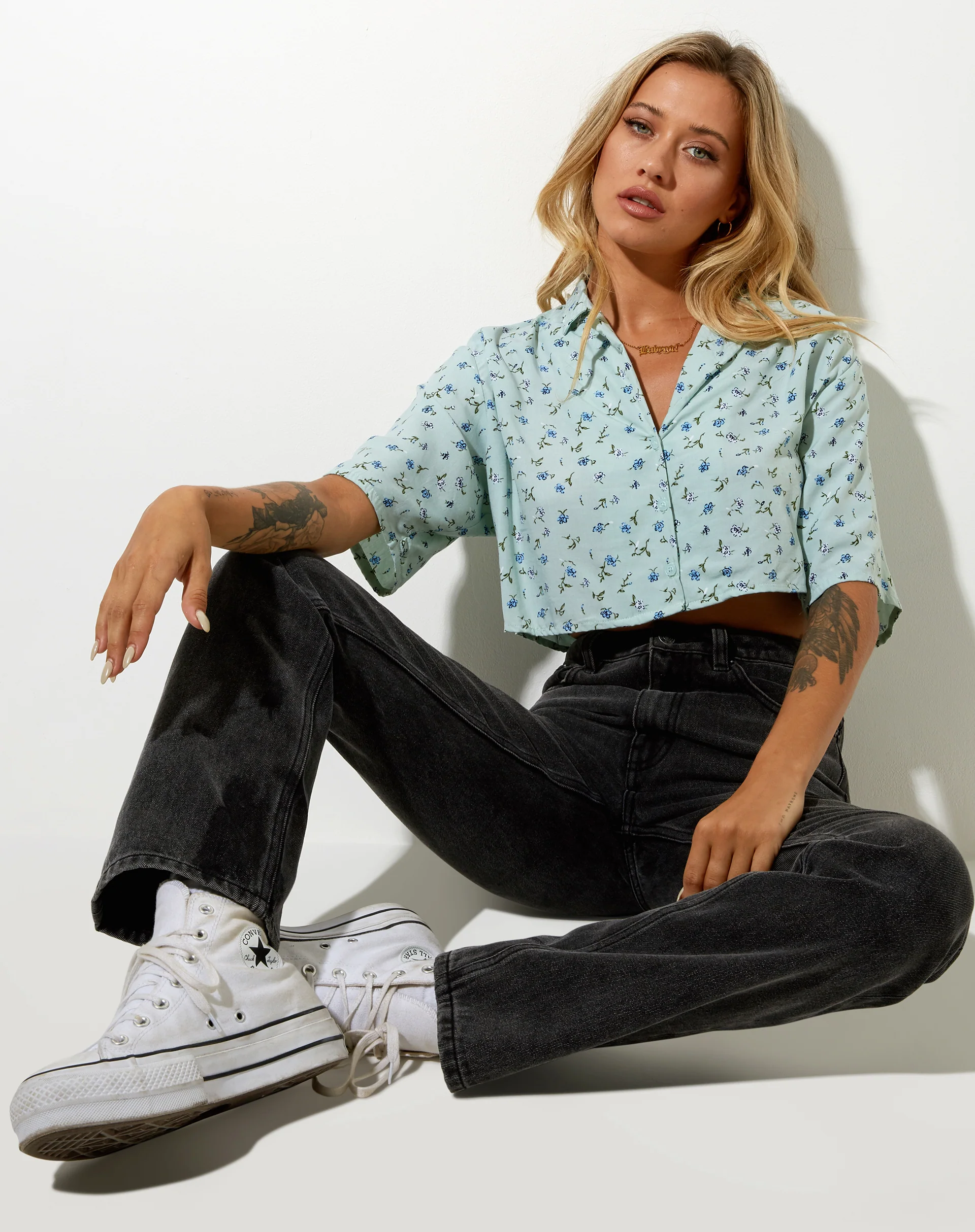 Nindia Shirt in Pretty Petal Green - Image 4