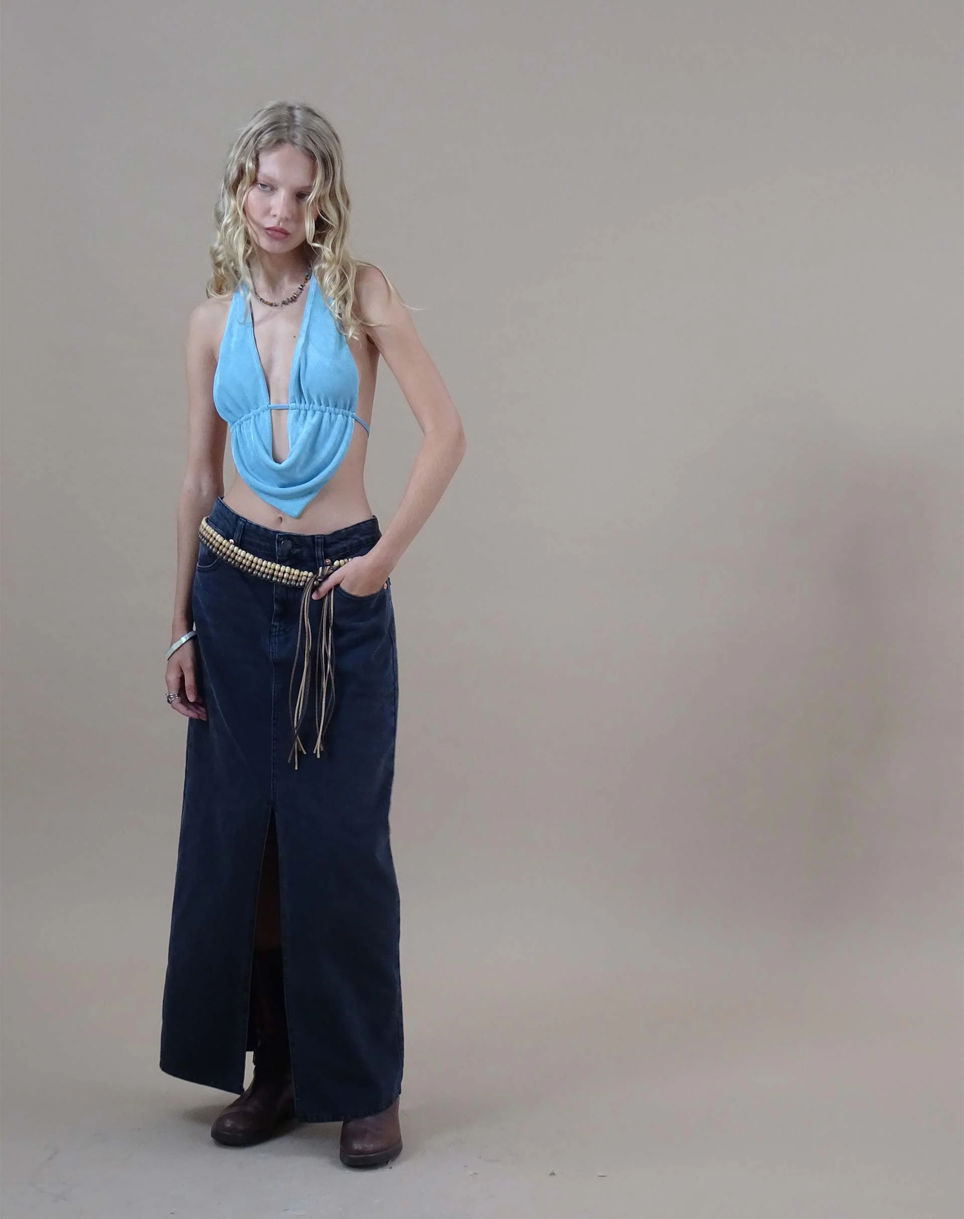 Nindita Crop Top in Light Blue - Image 2