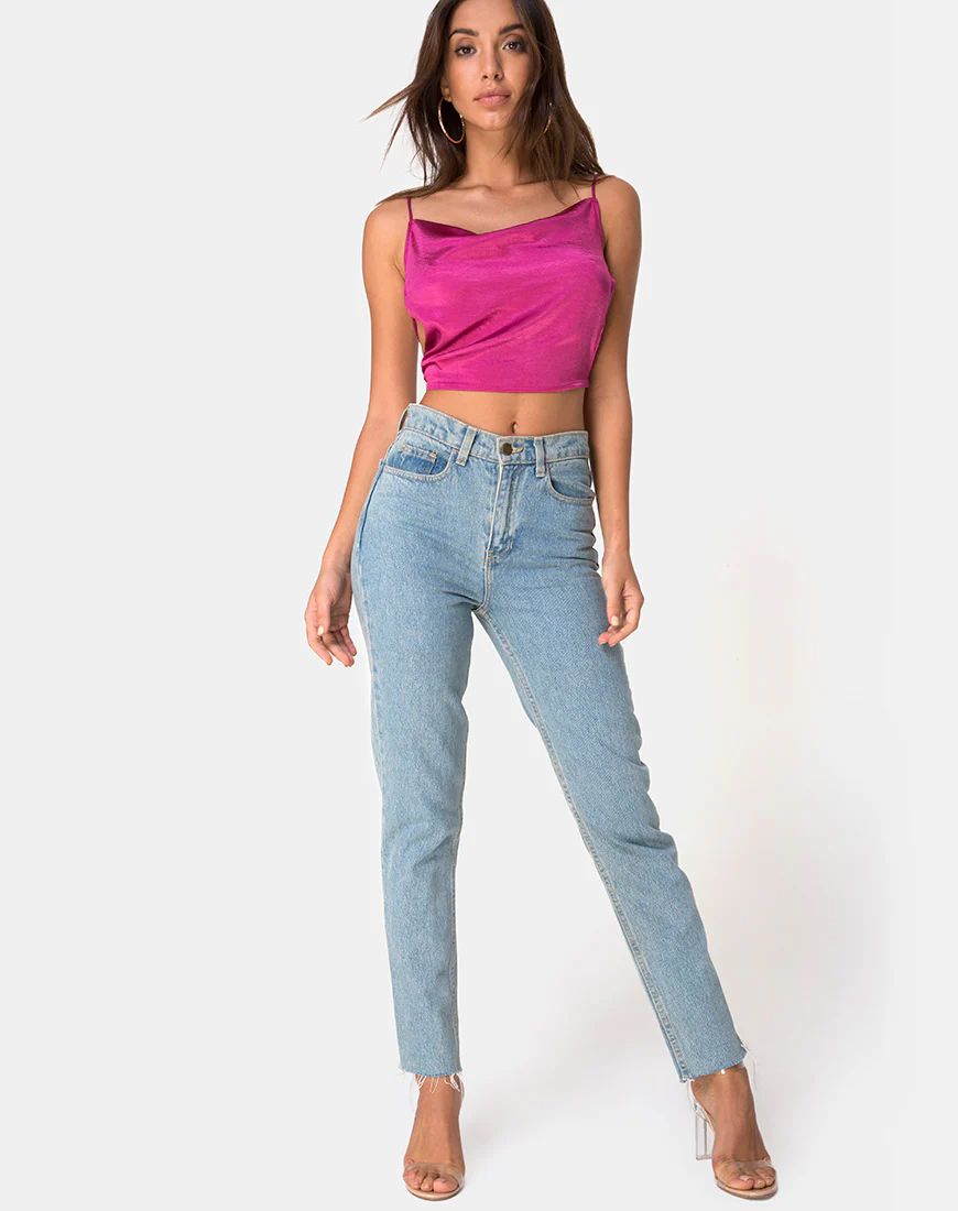Ning Top in Satin Magenta - Image 3