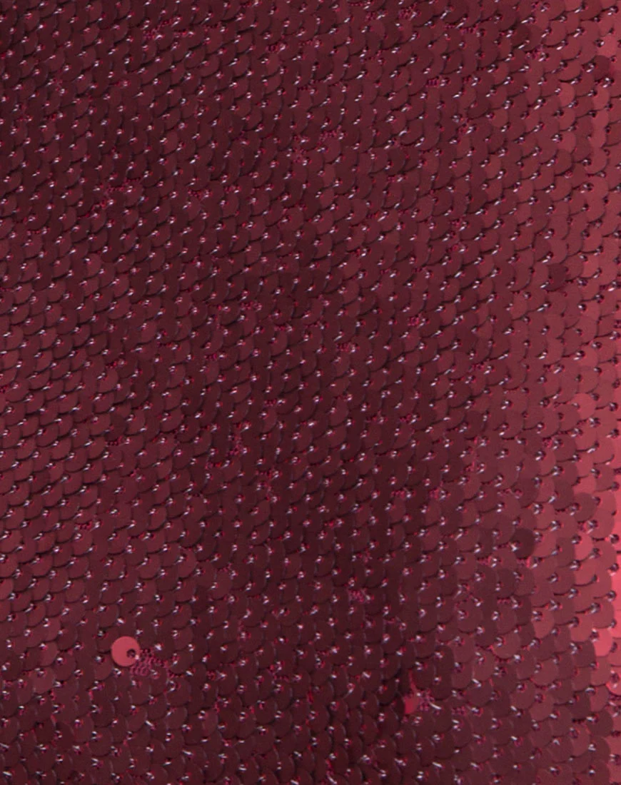 Nix Backless Bodice in Fishcale Matte Sequin Wine - Image 5