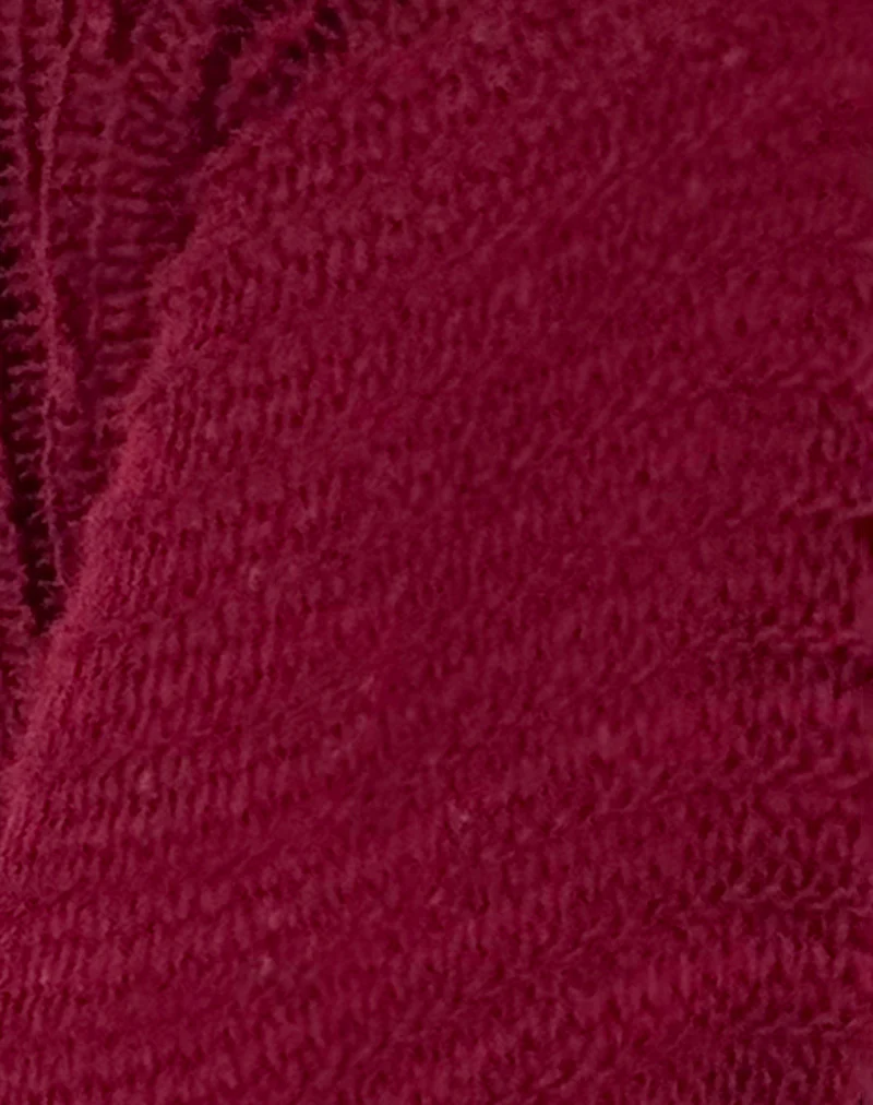 Nobila Knitted Shrug Top in Burgundy - Image 6