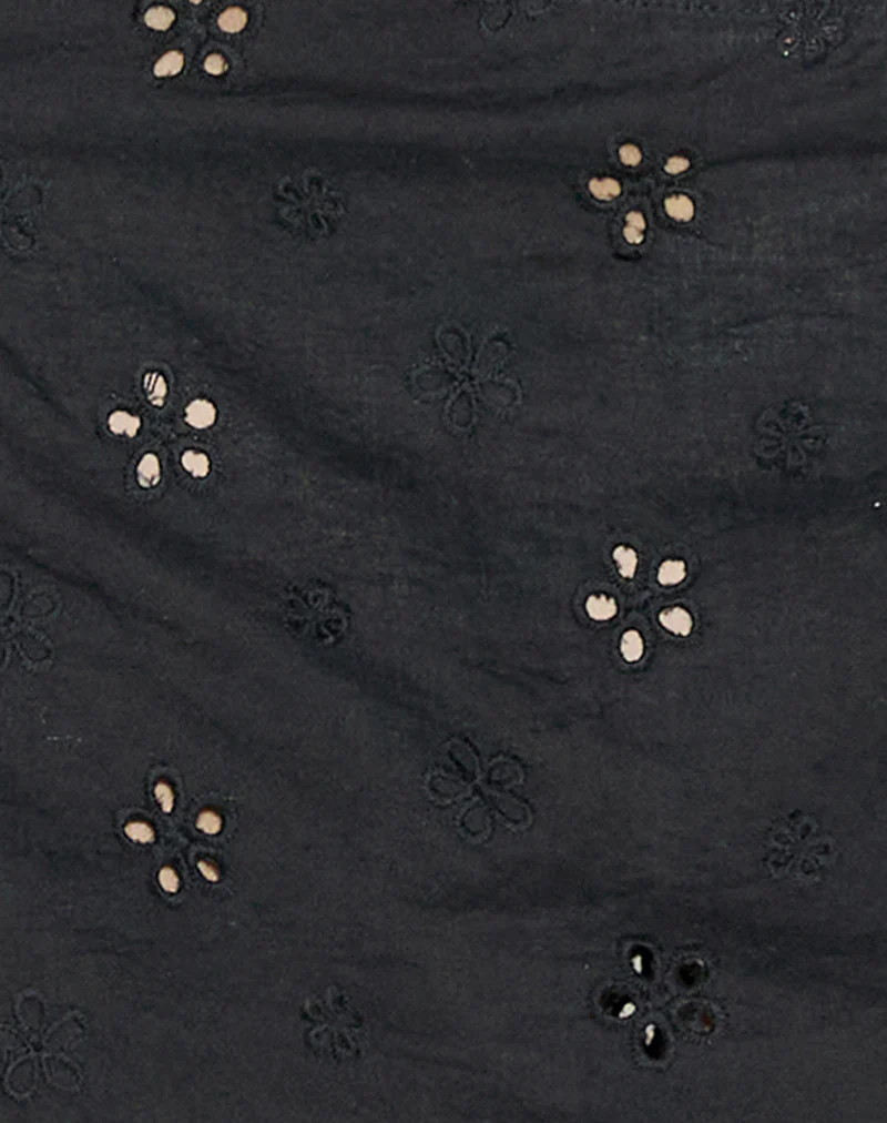 Nobita Cami Top in Flower Broderie Black - Image 7