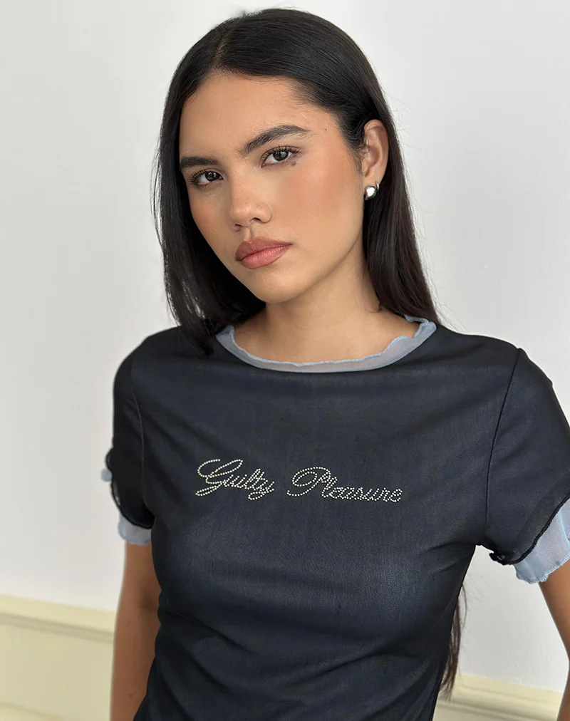 Noburia Top in Black Blue Guilty Pleasure Hot Fix - Image 2