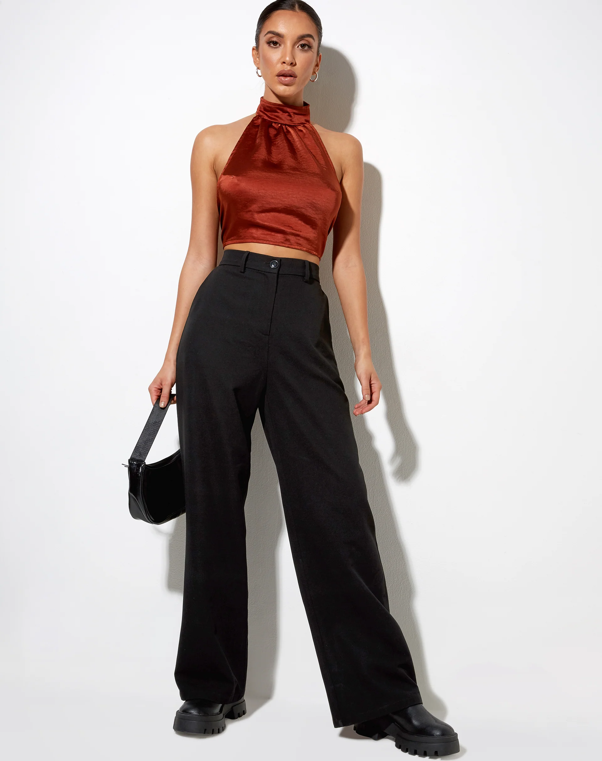 Noela Crop Top in Satin Brick - Image 3
