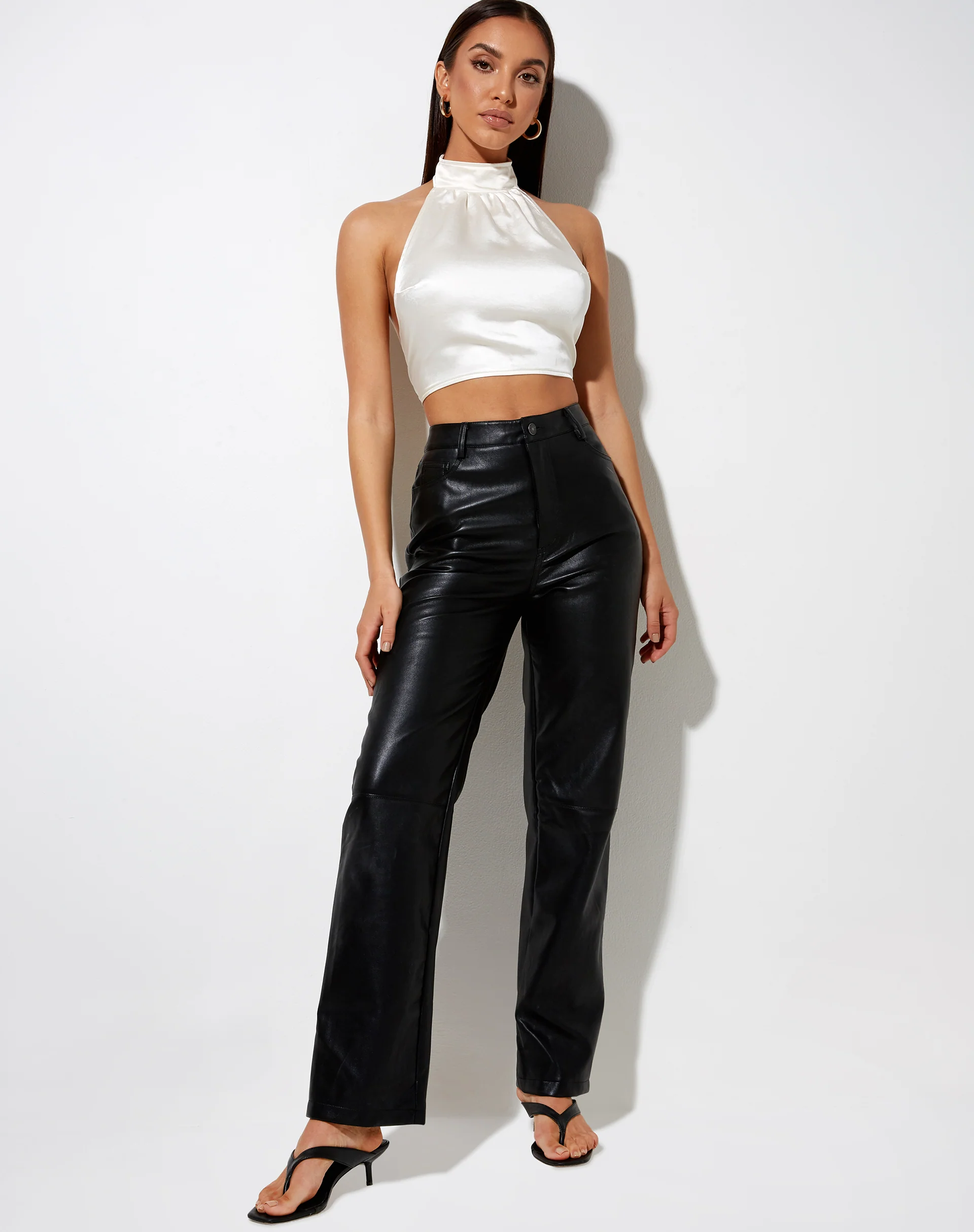 Noela Crop Top in Satin Ivory - Image 3