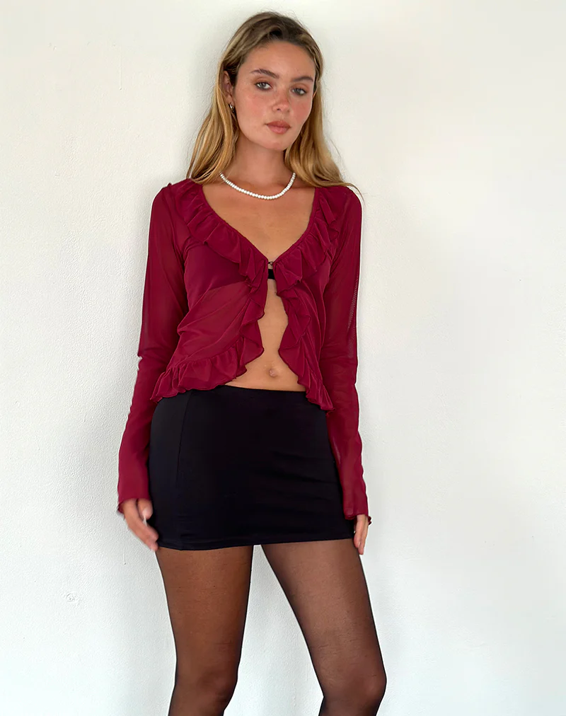 Noemi Cardigan in Mesh Burgundy - Image 3