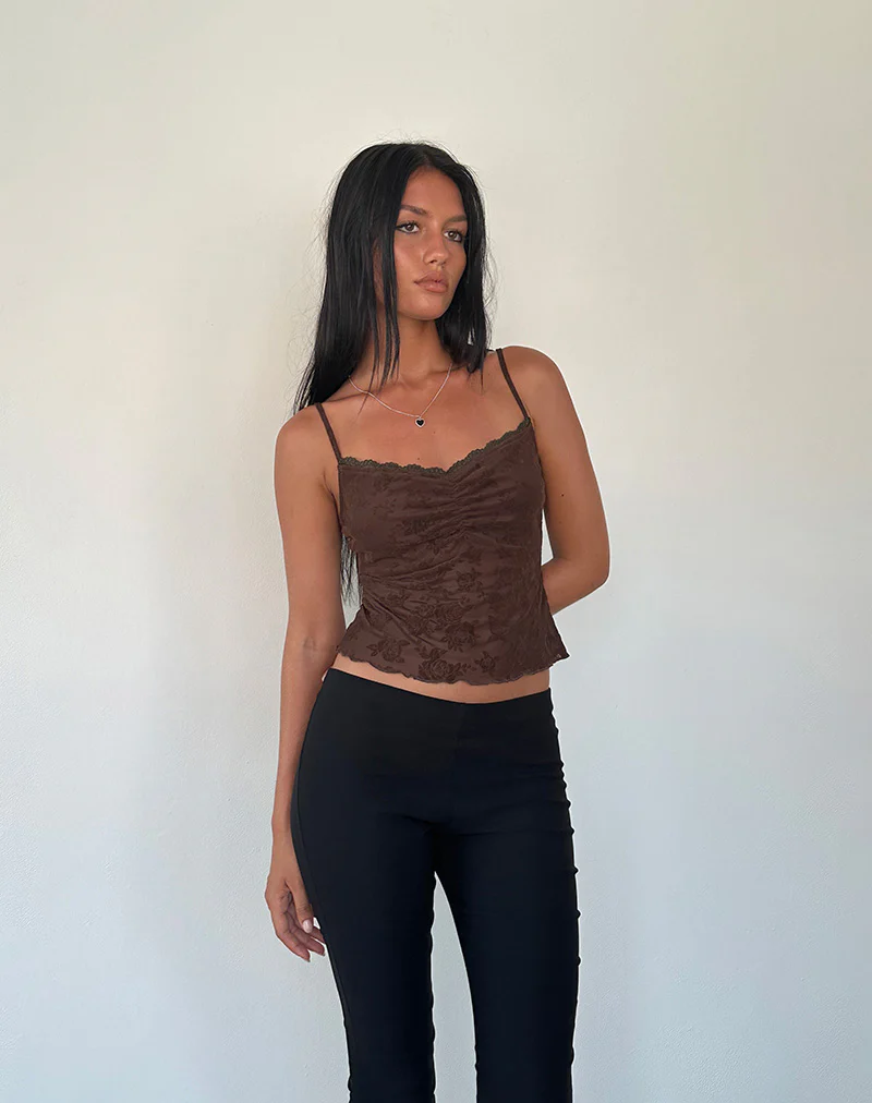 Noira Cami Top in Romantic Rose Flock Brown - Image 3