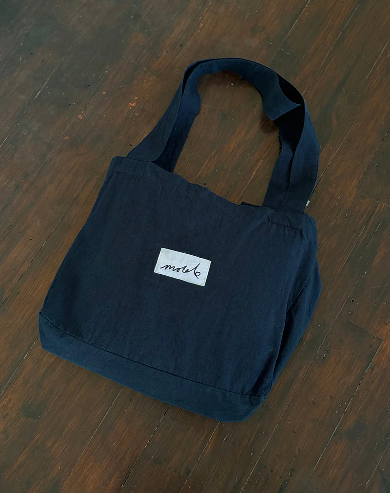 Nola Totebag in Navy with Motel Love Embroidery - Image 2