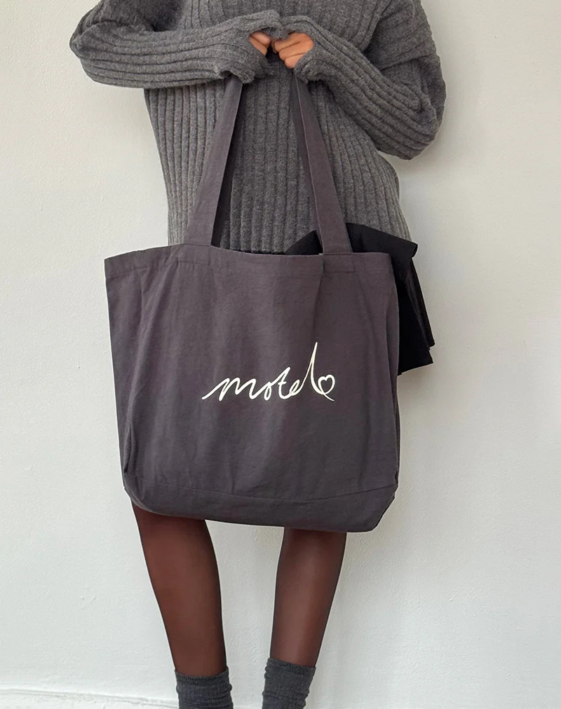 Nola Totebag in Beluga with Motel Print - Image 3