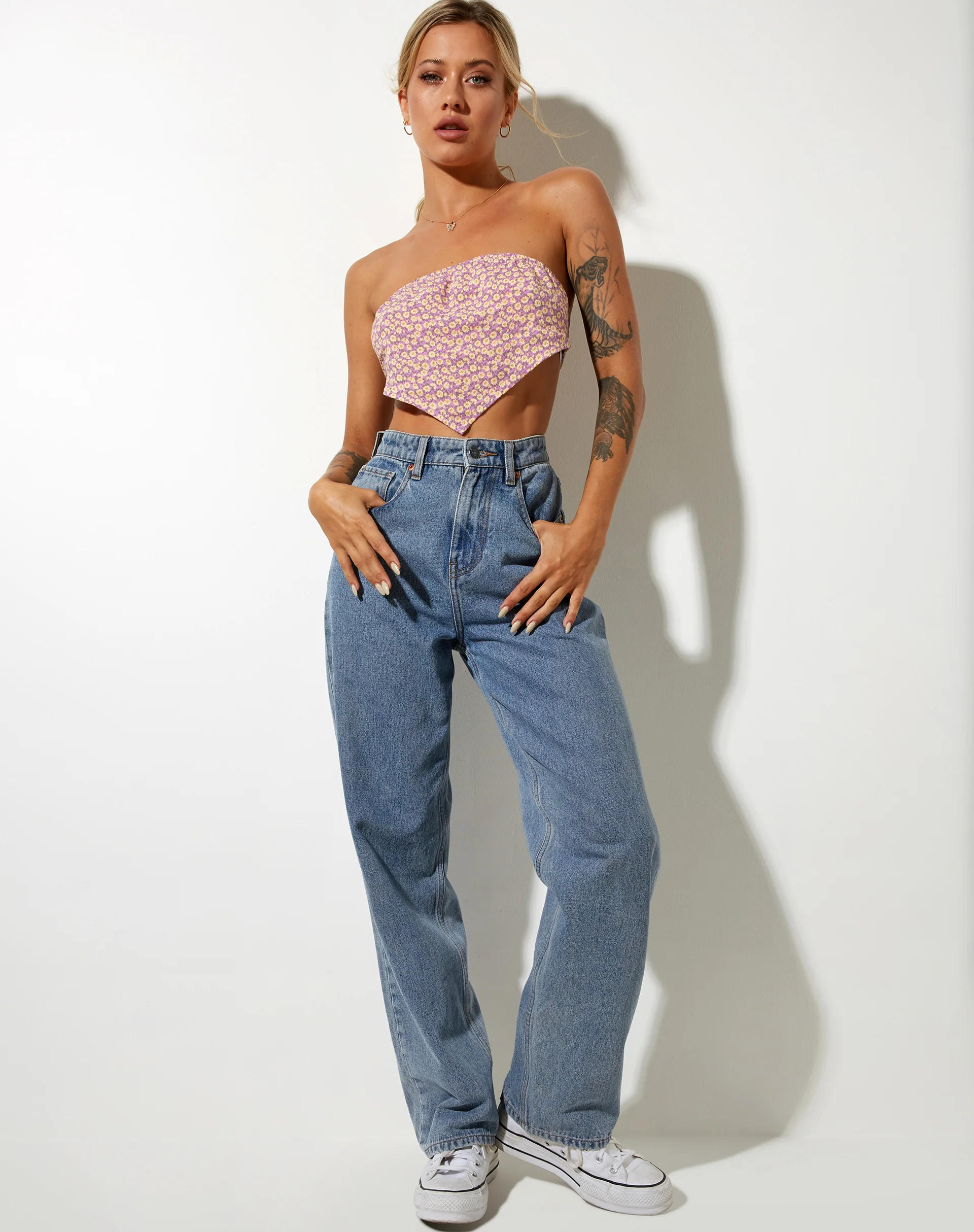 Nolda Crop Top in Flower Fun Lilac Lemon - Image 3