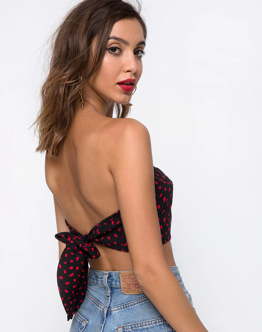 Nolia Tube Top in Mini Diana Dot Black and Red - Image 2