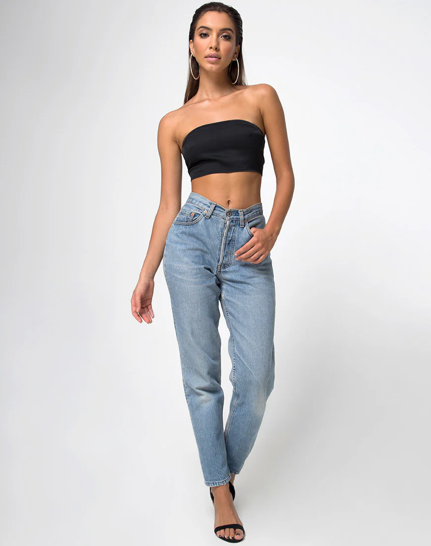 Nolia Tube Top in Satin Black - Image 3