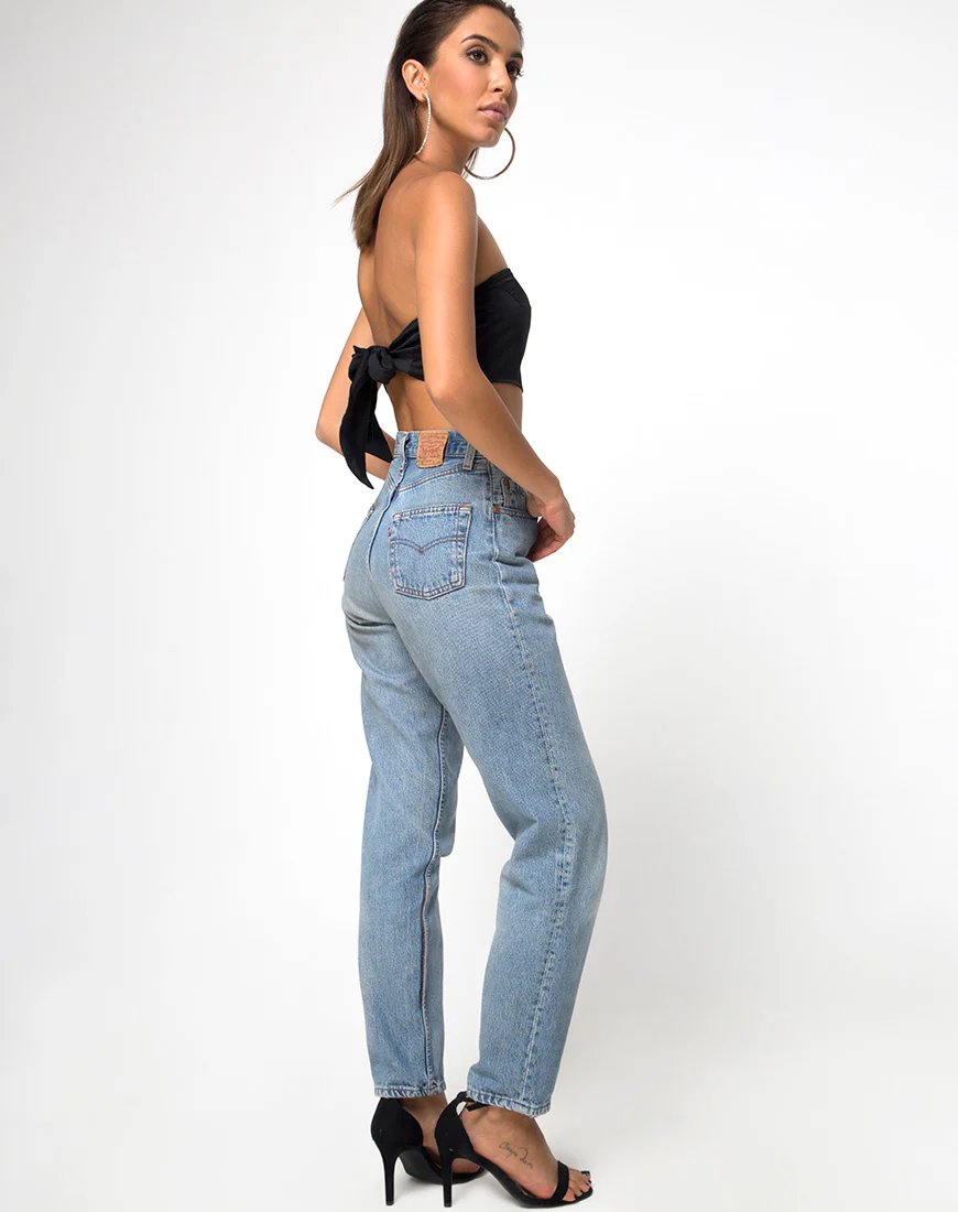 Nolia Tube Top in Satin Black - Image 4