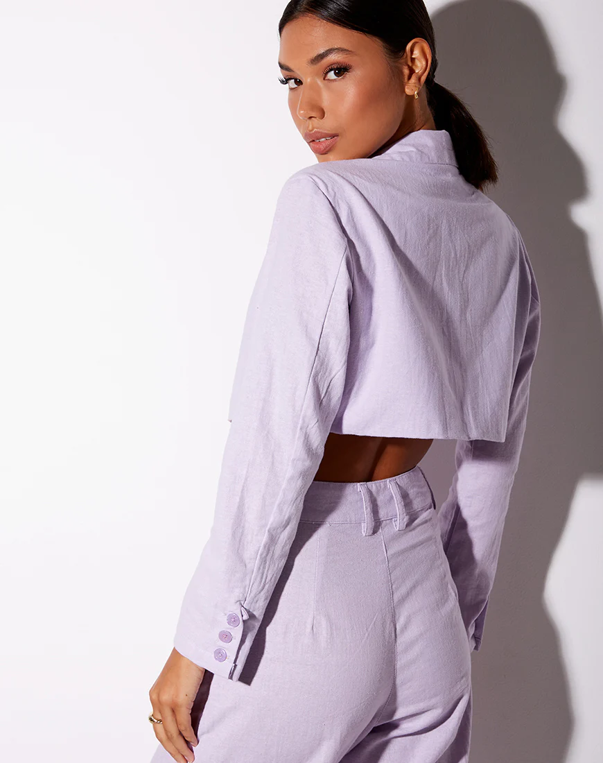 Noly Cropped Blazer in Violet - Image 2