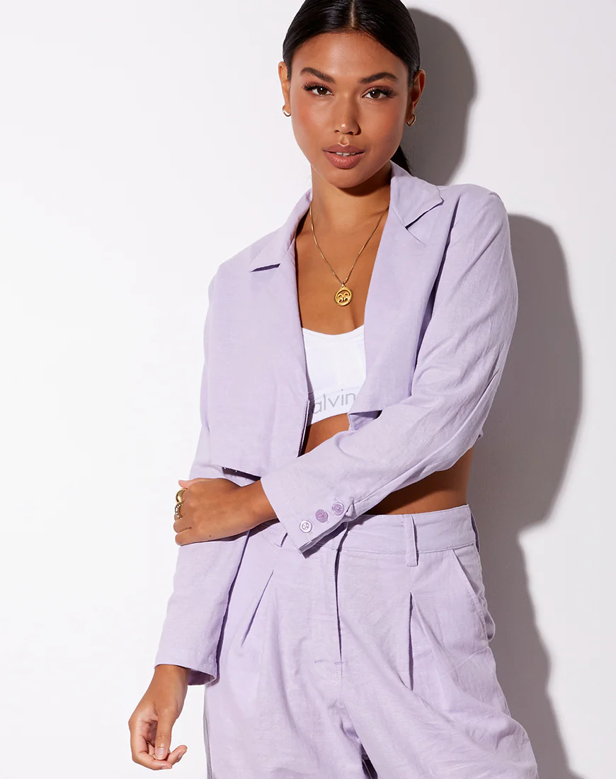 Noly Cropped Blazer in Violet - Image 3