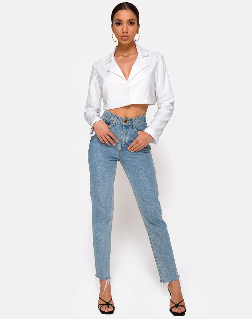 Noly Cropped Blazer in Ivory - Image 3
