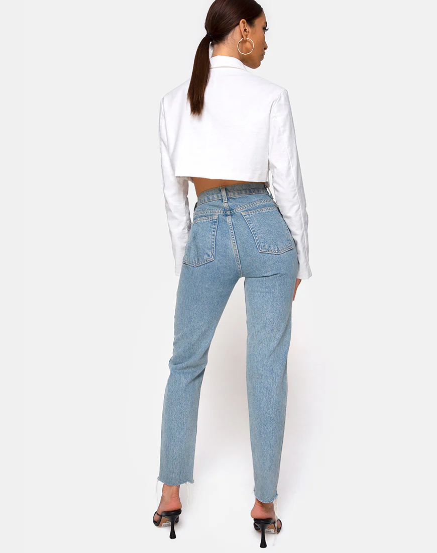 Noly Cropped Blazer in Ivory - Image 4