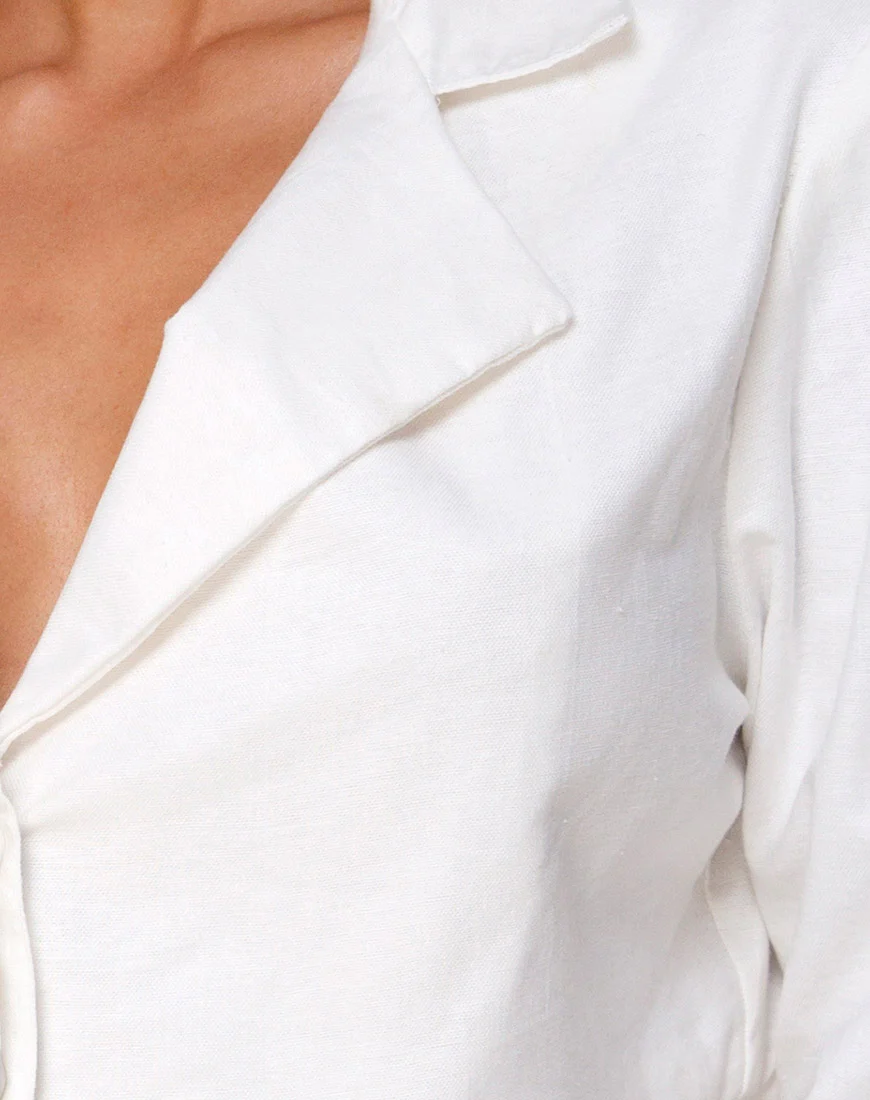 Noly Cropped Blazer in Ivory - Image 5