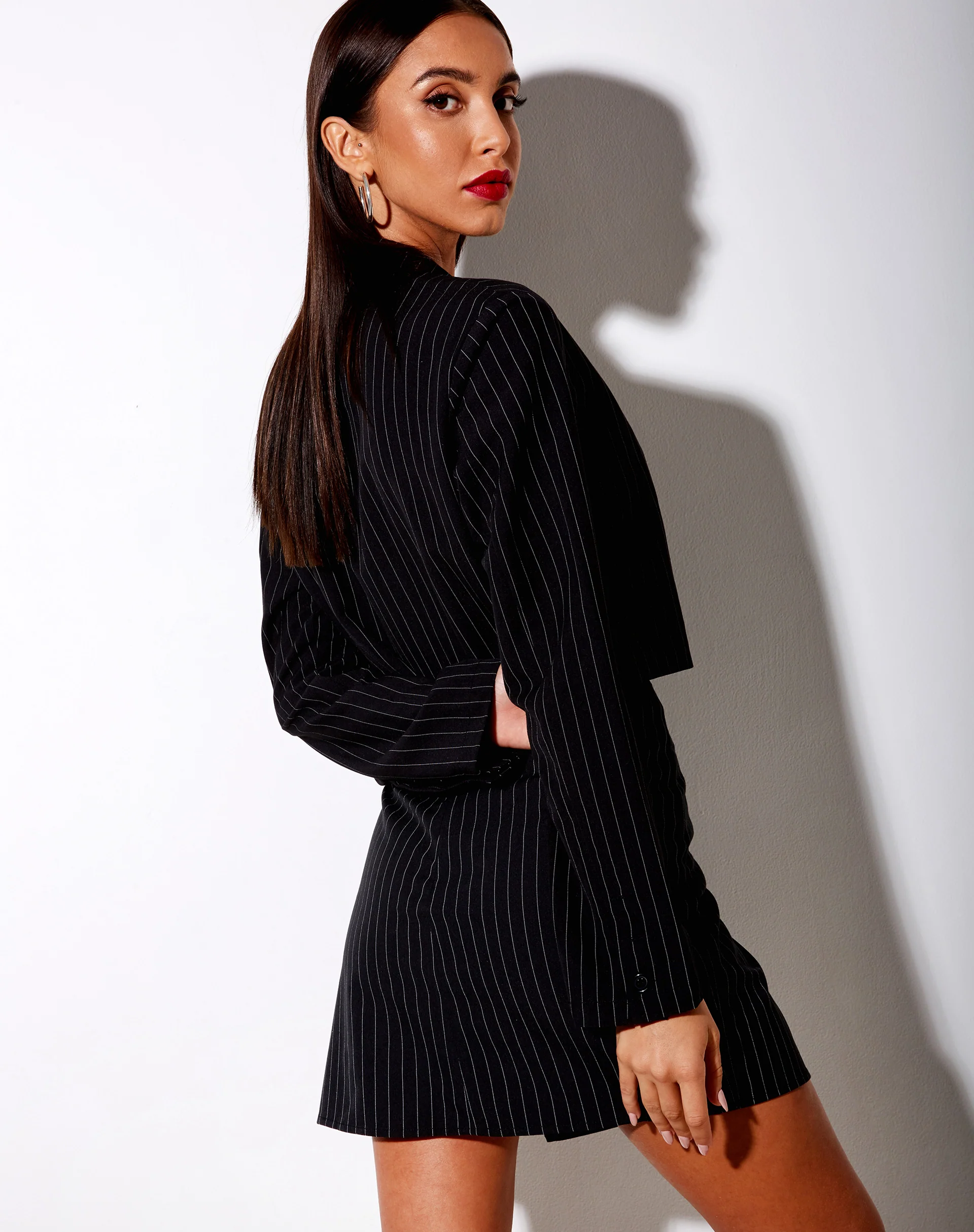 Nolya Blazer in Pinstripe Black - Image 4