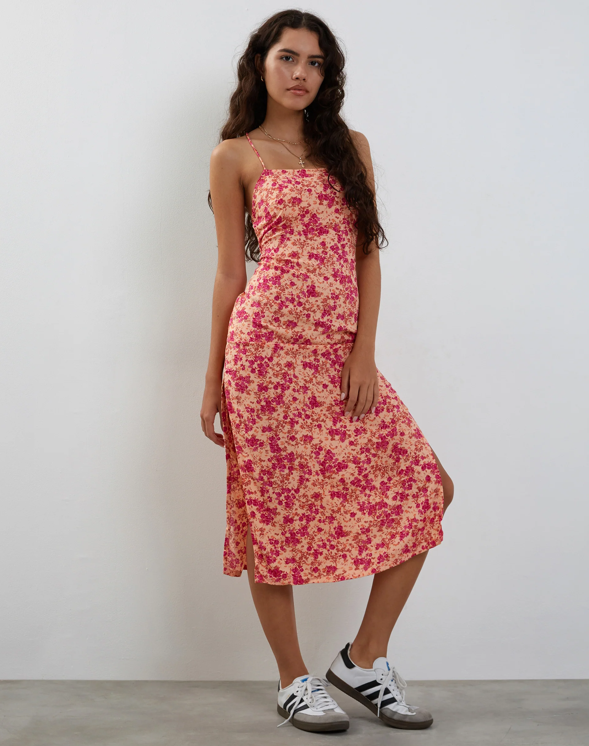 Nosita Midi Dress in Wild Dark Flower Cantaloupe - Image 4