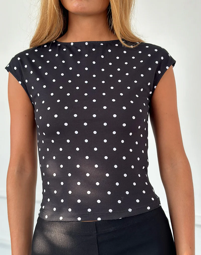 Nova Top in Black Polka Jersey - Image 7