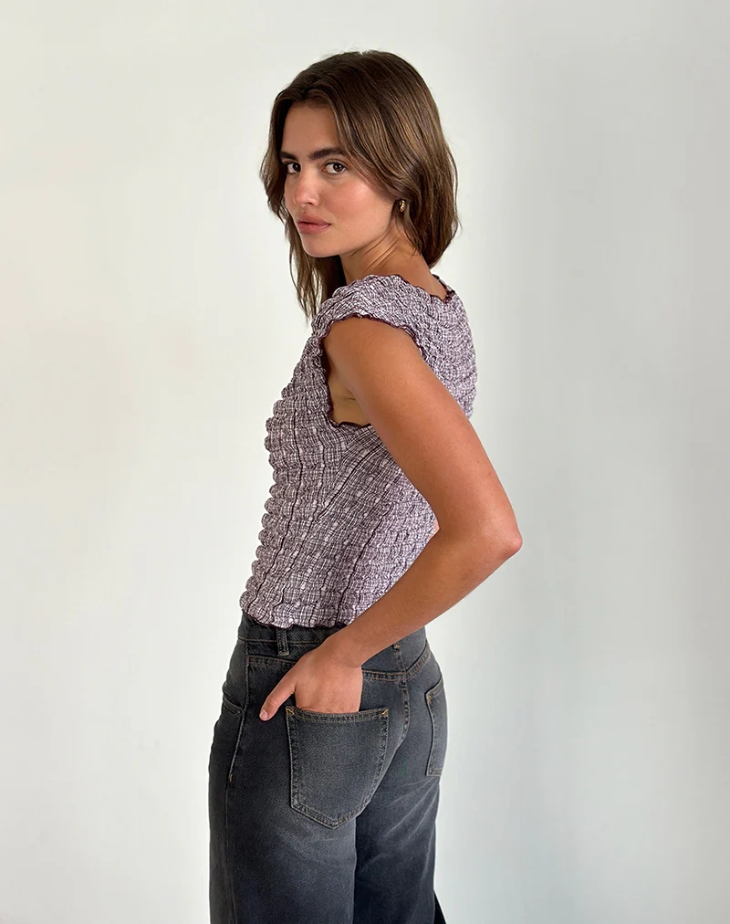 Nova Top in Bubble Gingham Brown - Image 4