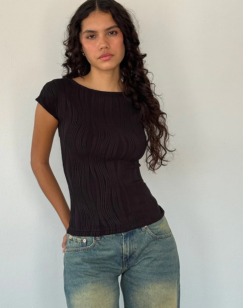 Nova Top in Crinkle Black - Image 2