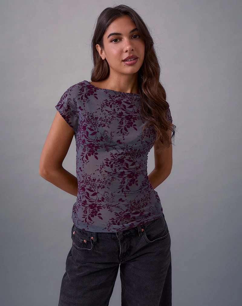 Nova Top in Fine Leaf Flock Smoke Grey - Image 2