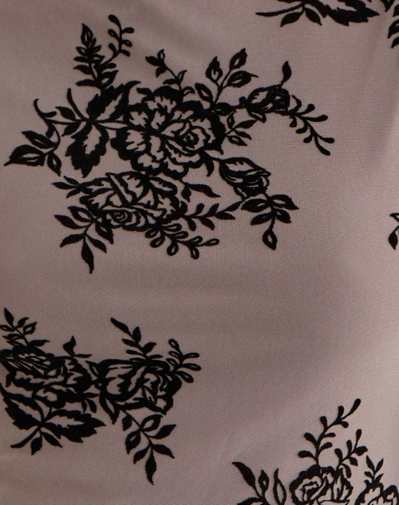 Nova Top in Taupe Grey with Bold Floral Flock - Image 6