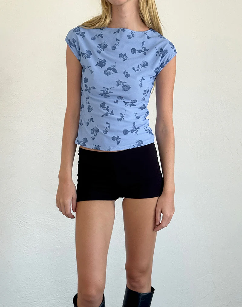 Nova Top in Inky Blue Floral Mesh - Image 3
