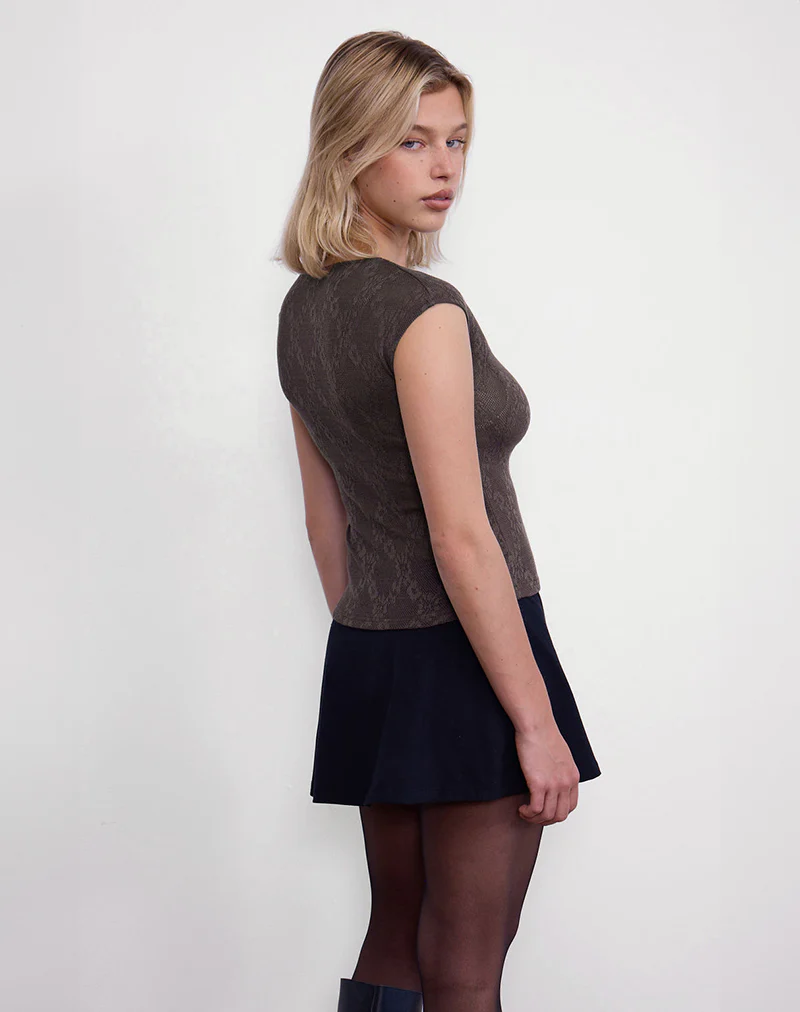 Nova Top in Jacquard Knit Brown - Image 3