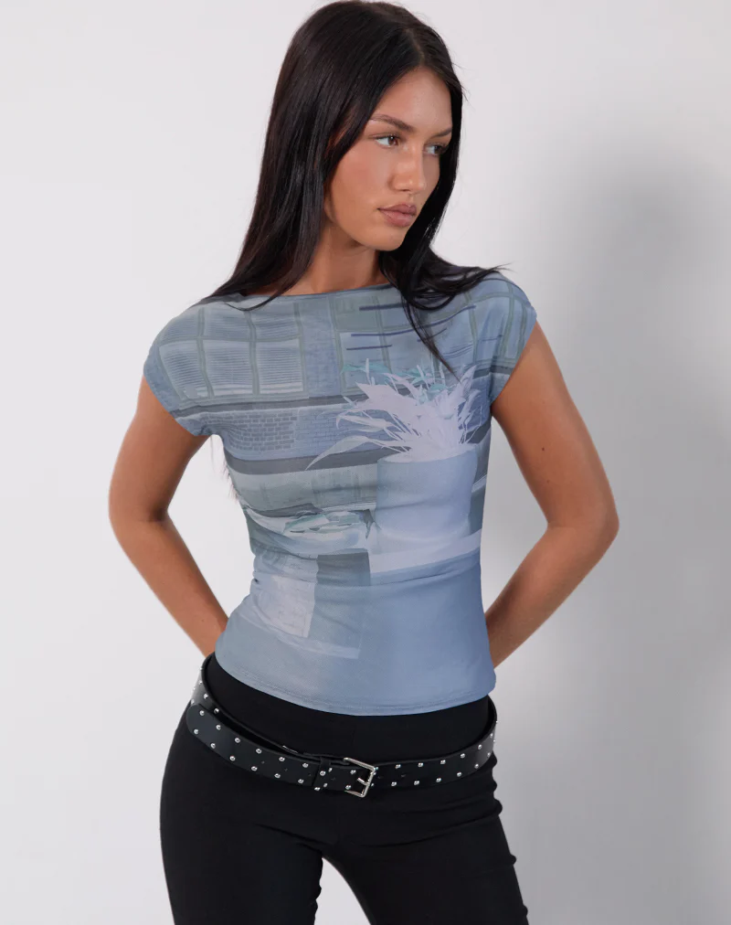 Nova Top in Parlour Print Blue