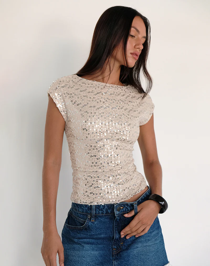 Nova Top in Sequin Neutral - Image 2
