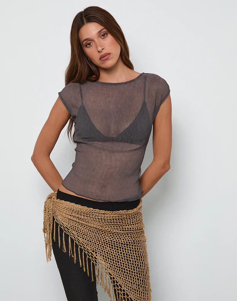 Nova Top in Grey Crinkle Chiffon