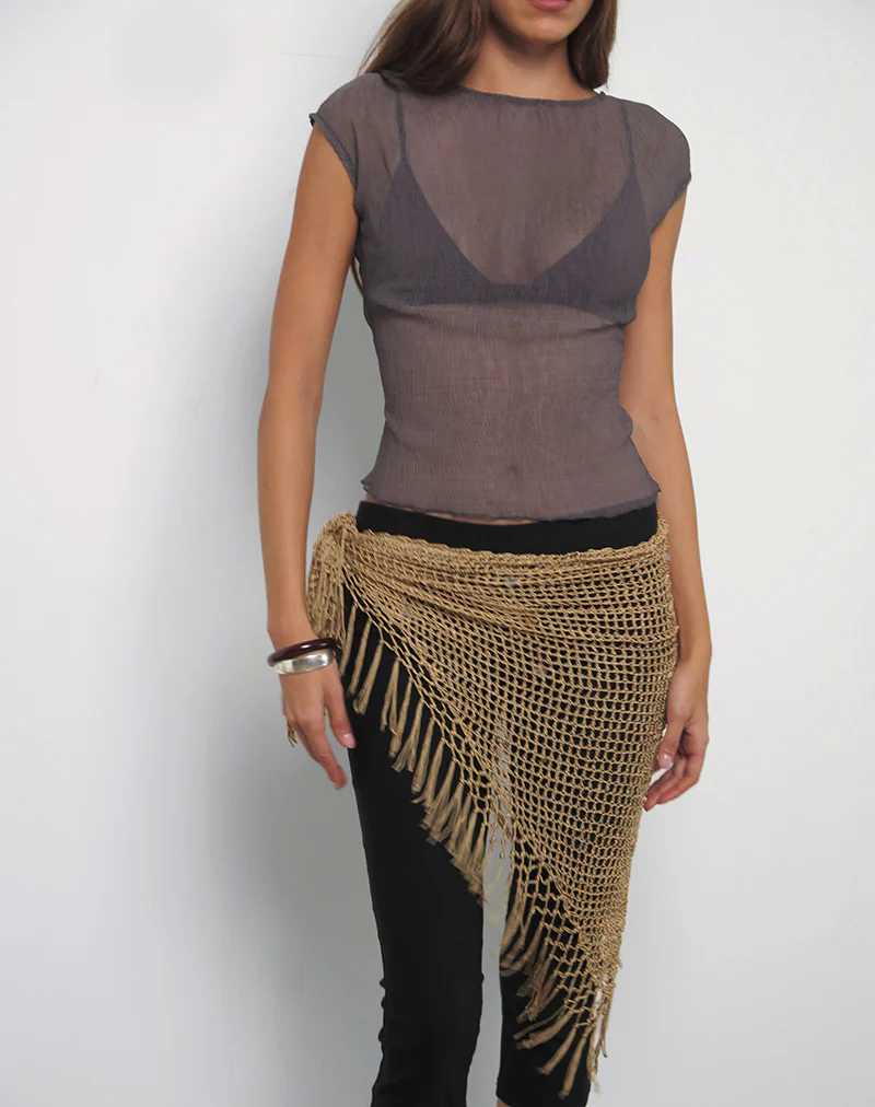 Nova Top in Grey Crinkle Chiffon - Image 2