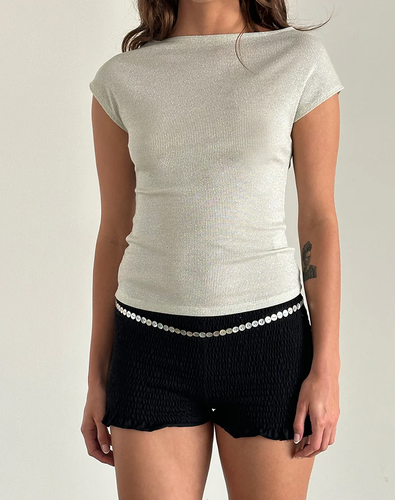 Nova Top in Shimmer Rib Ivory - Image 2