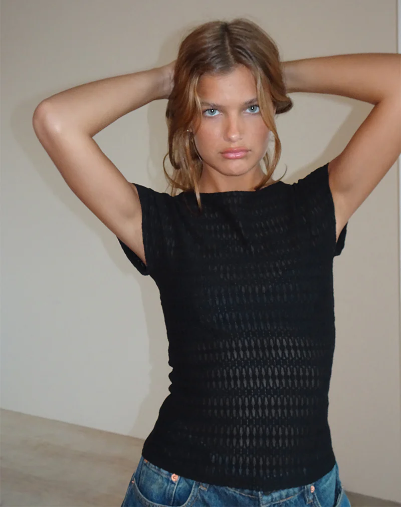 Nova Top in Textured Black - Image 3