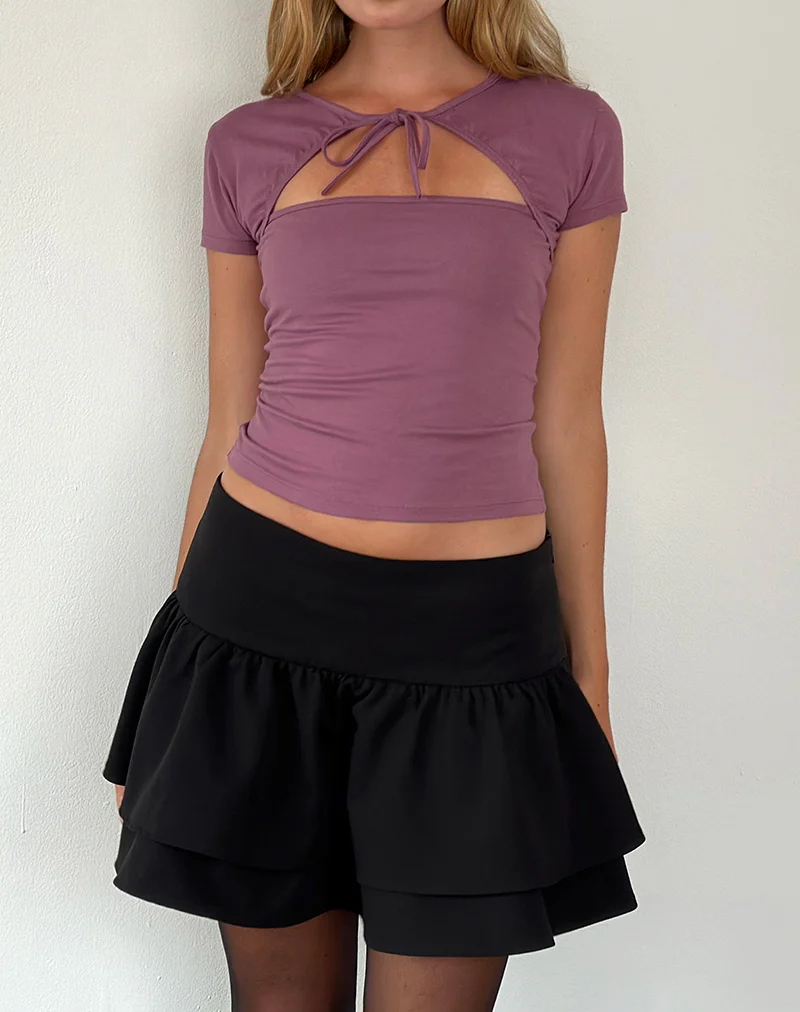 Novalie Tie Front Top in Mauve - Image 3