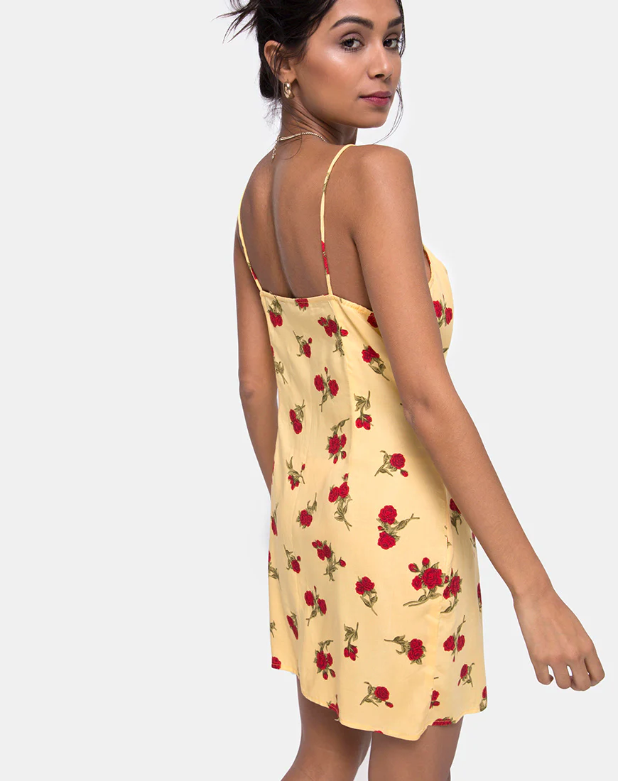 Novia Slip Dress in Falling Rose Yellow - Image 2