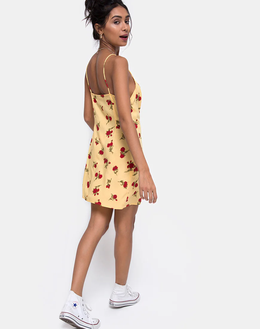 Novia Slip Dress in Falling Rose Yellow - Image 4