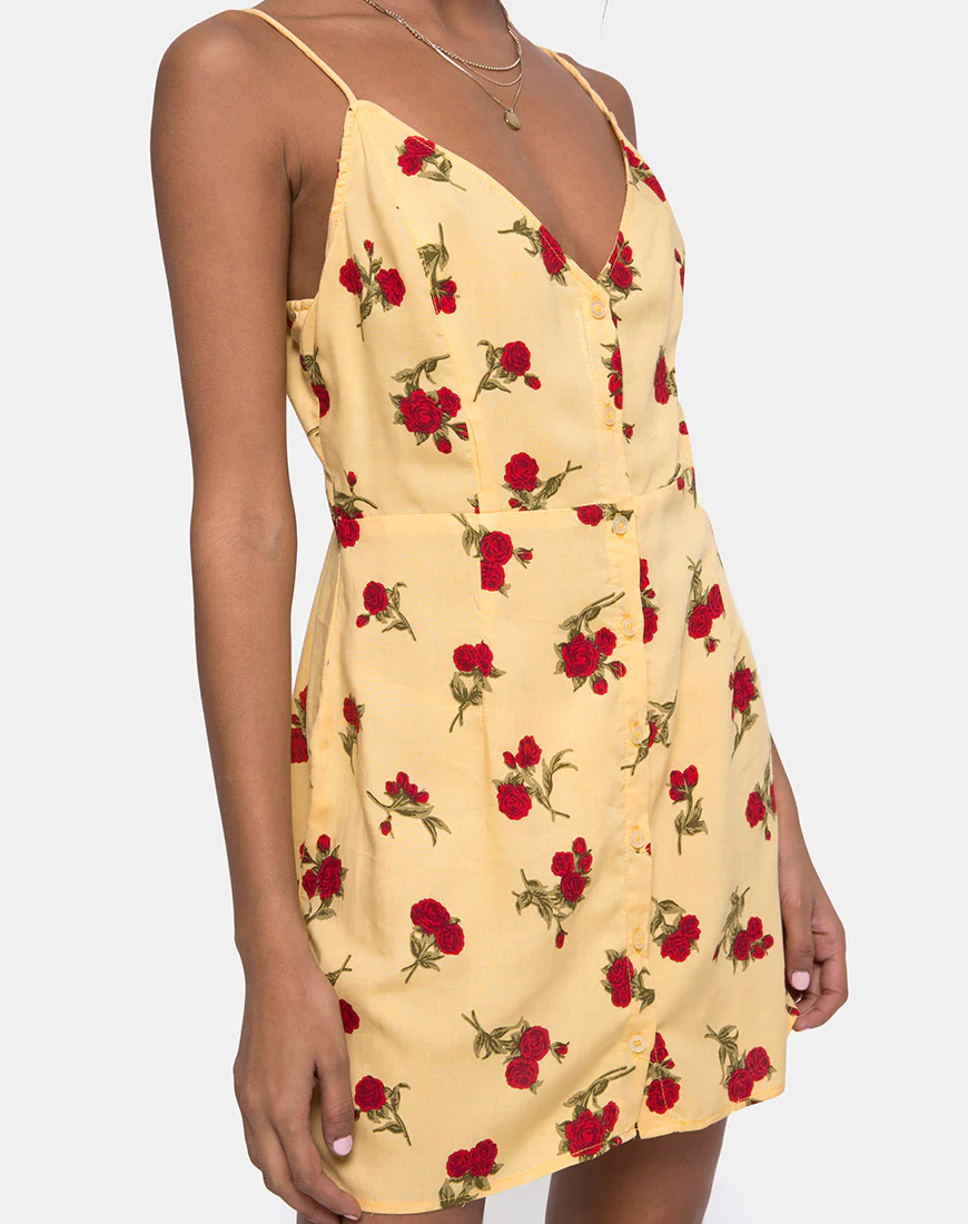 Novia Slip Dress in Falling Rose Yellow - Image 5