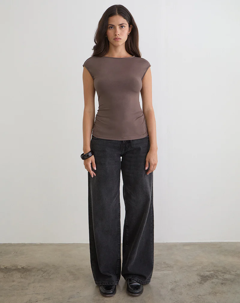 Novia Top with Ruched Sides in Coffee Quartz - Image 2