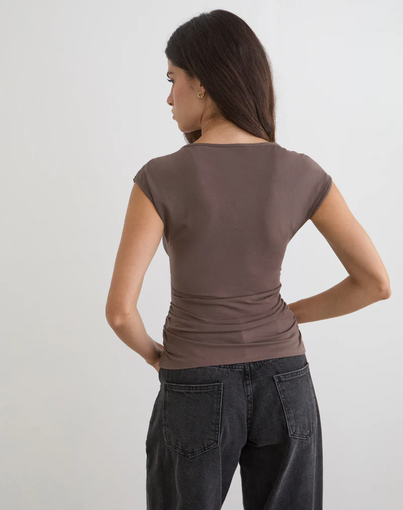 Novia Top with Ruched Sides in Coffee Quartz - Image 4