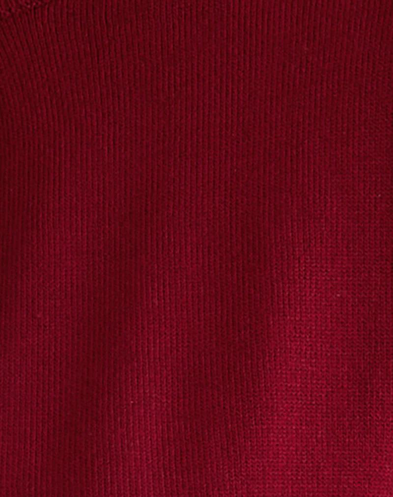Nuha Cropped Cardigan in Burgundy - Image 6