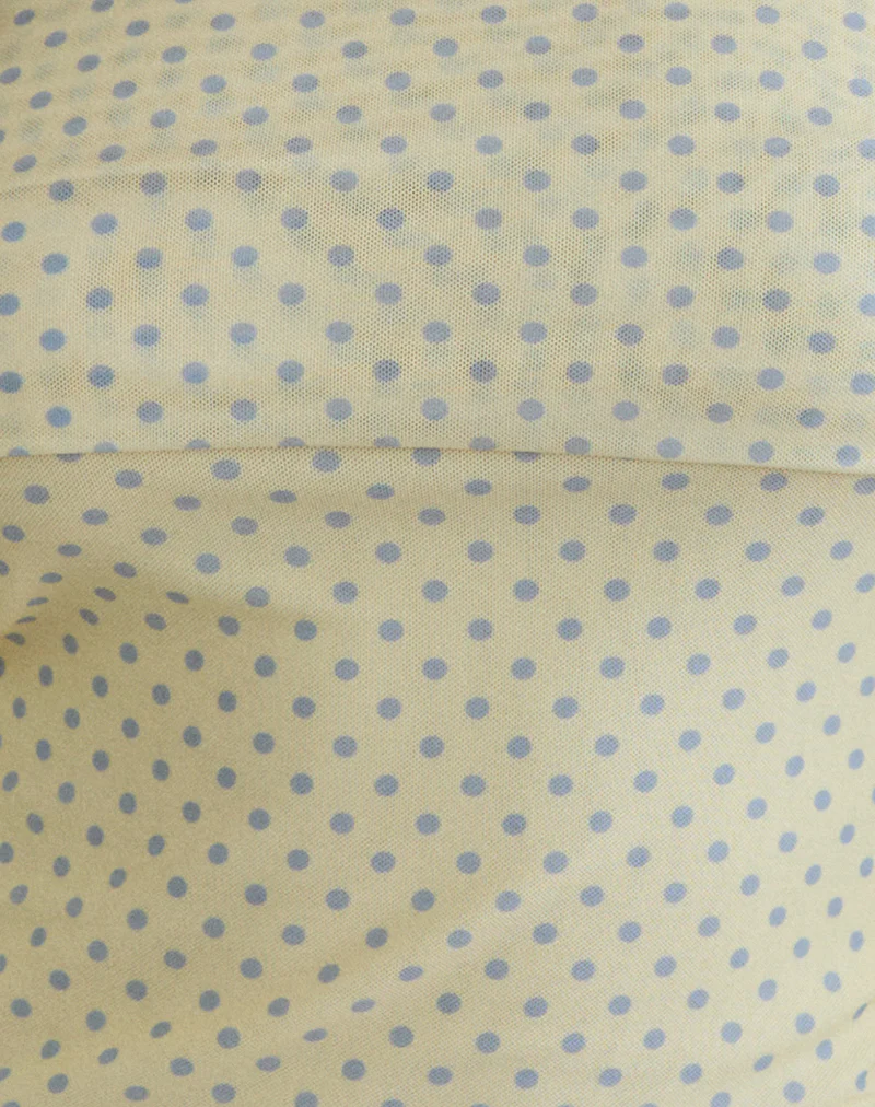 Nunik Halterneck Top in Yellow with Compact Grey Polka - Image 6