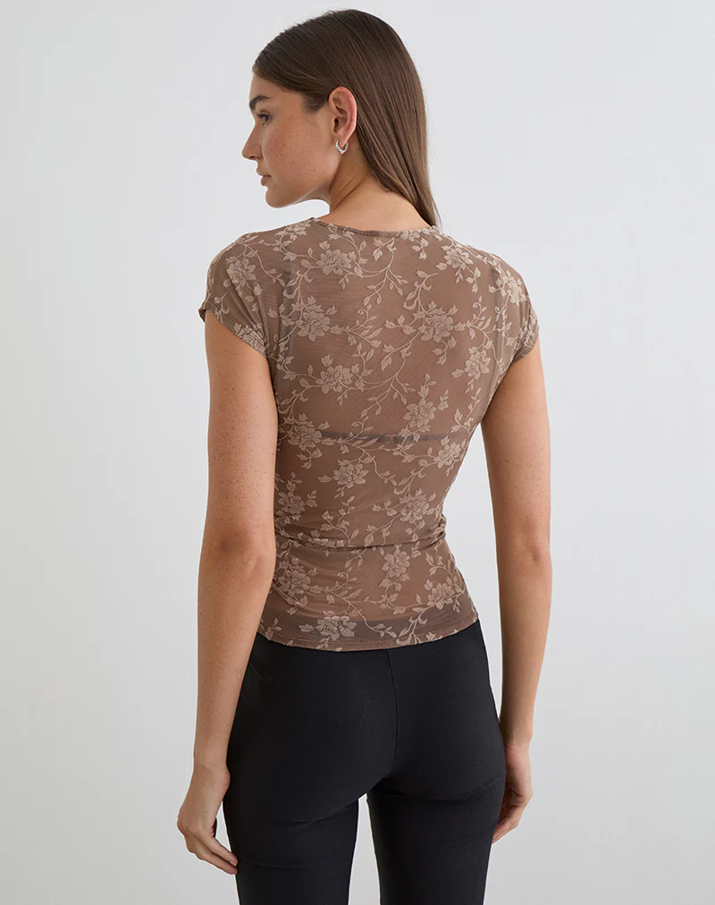 Nuovo Top in Leafy Flock Dark Taupe - Image 4