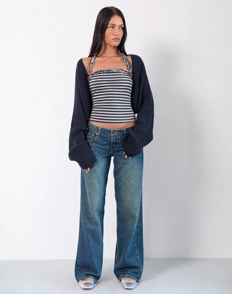 Nuria Shrug in Navy - Image 2