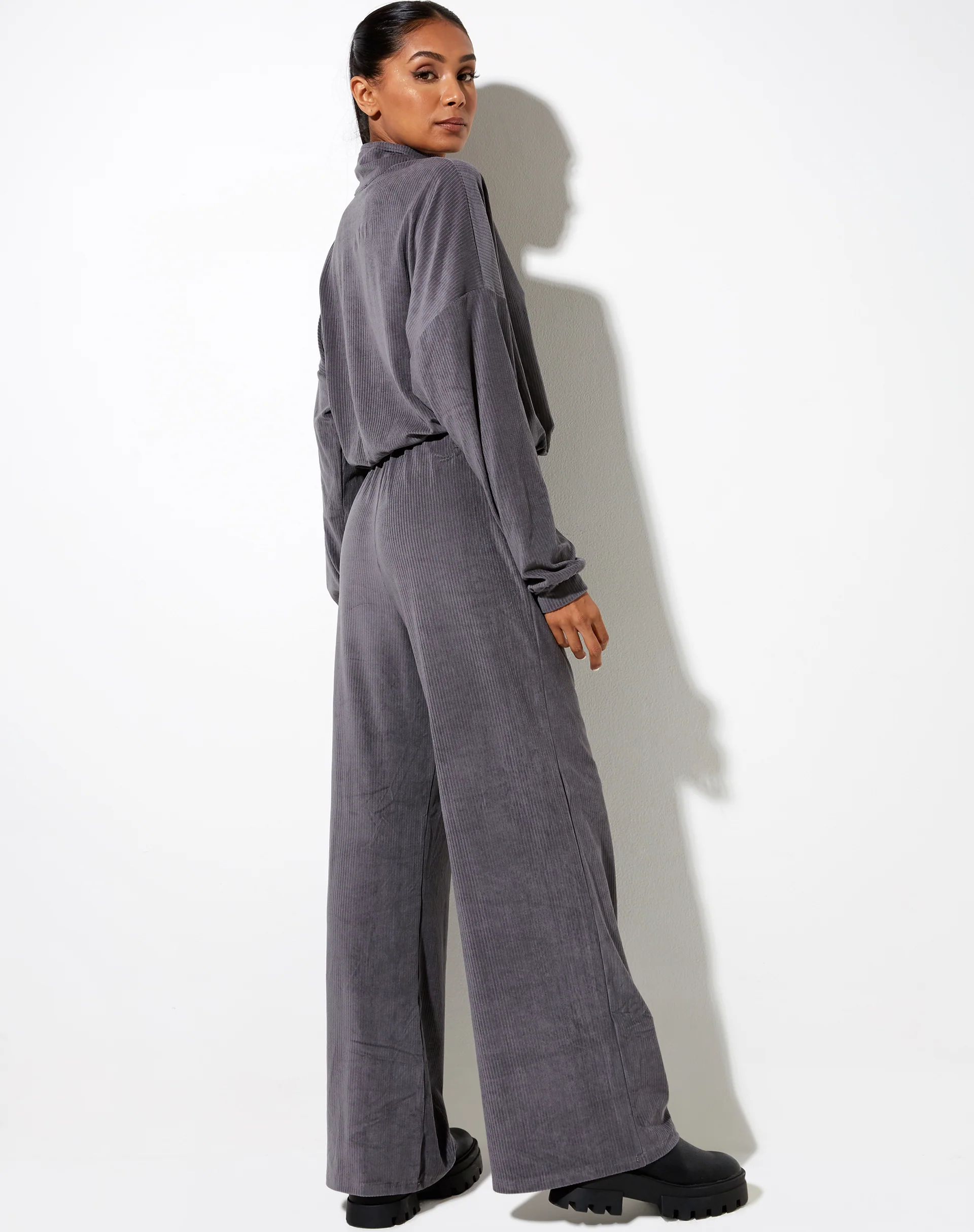 Obeli Trouser in Charcoal Grey 'Angel' Embro - Image 3