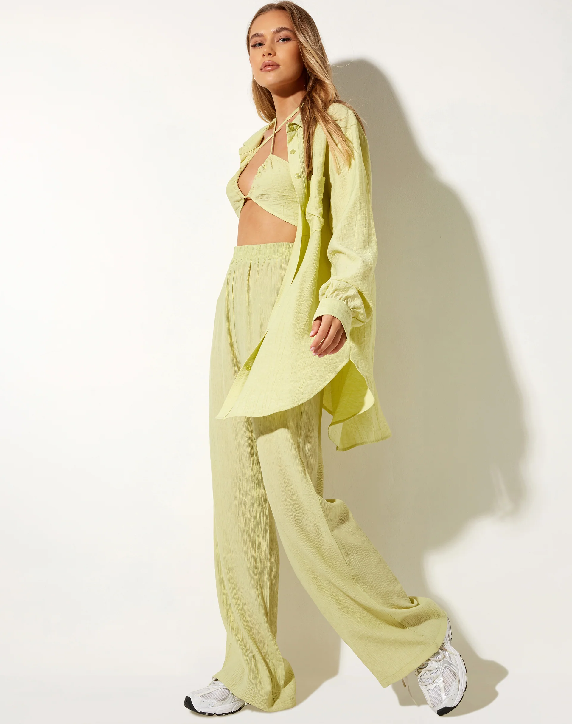 Obeli Trouser in Crinkle Sage - Image 4